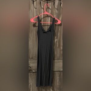 Commense Gray Ribbed Midi 100% 🌱 Cotton Sleeveless Dress XS